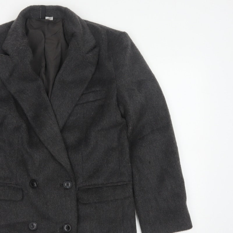 H&M Divided Women’s Grey XS Double-Breasted Pea Coat Lined