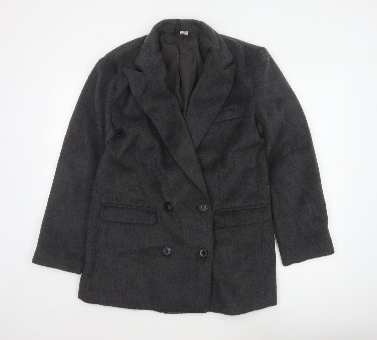 H&M Divided Women’s Grey XS Double-Breasted Pea Coat Lined
