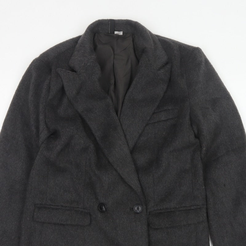 H&M Divided Women’s Grey XS Double-Breasted Pea Coat Lined