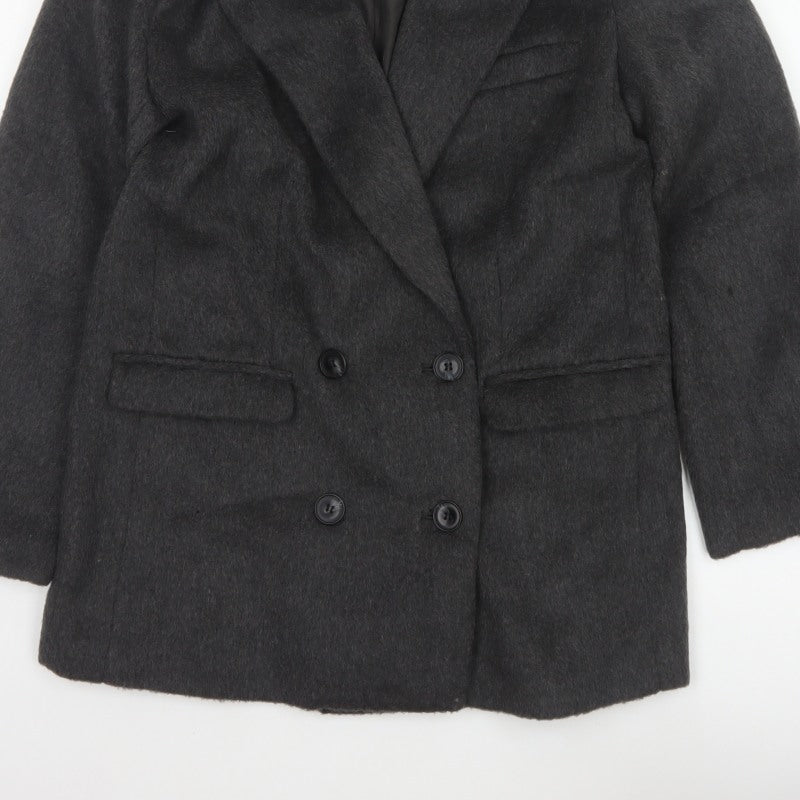H&M Divided Women’s Grey XS Double-Breasted Pea Coat Lined