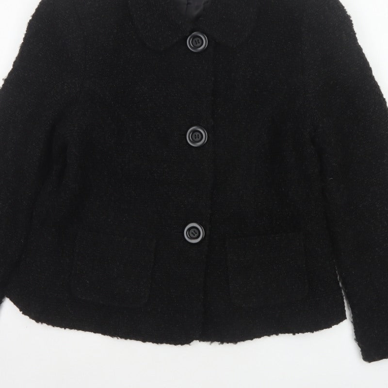 Style by EWM Women’s Black Size 12 Bouclé Wool Blend Button Jacket