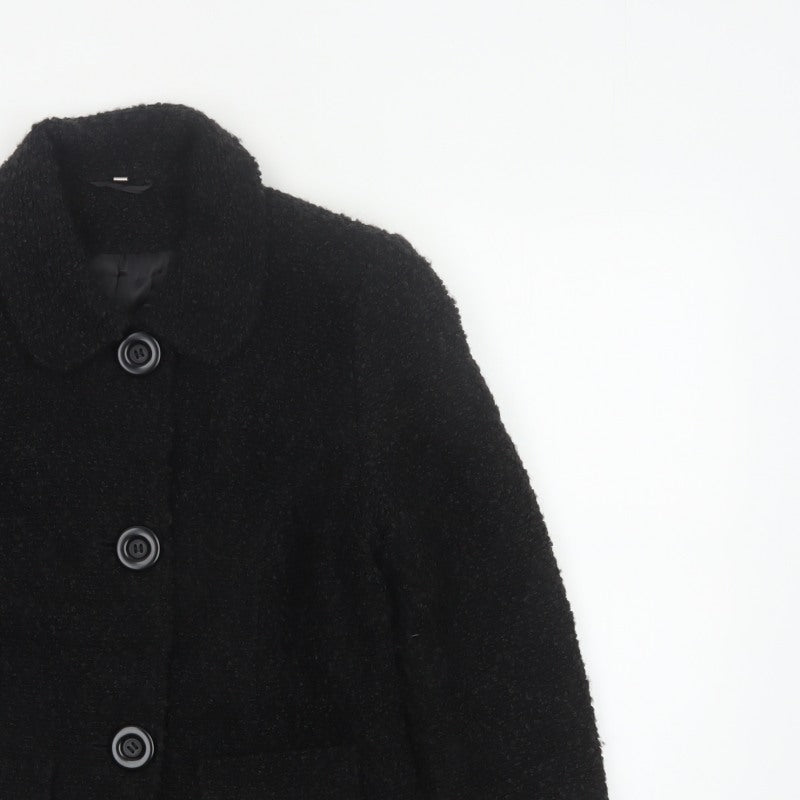 Style by EWM Women’s Black Size 12 Bouclé Wool Blend Button Jacket
