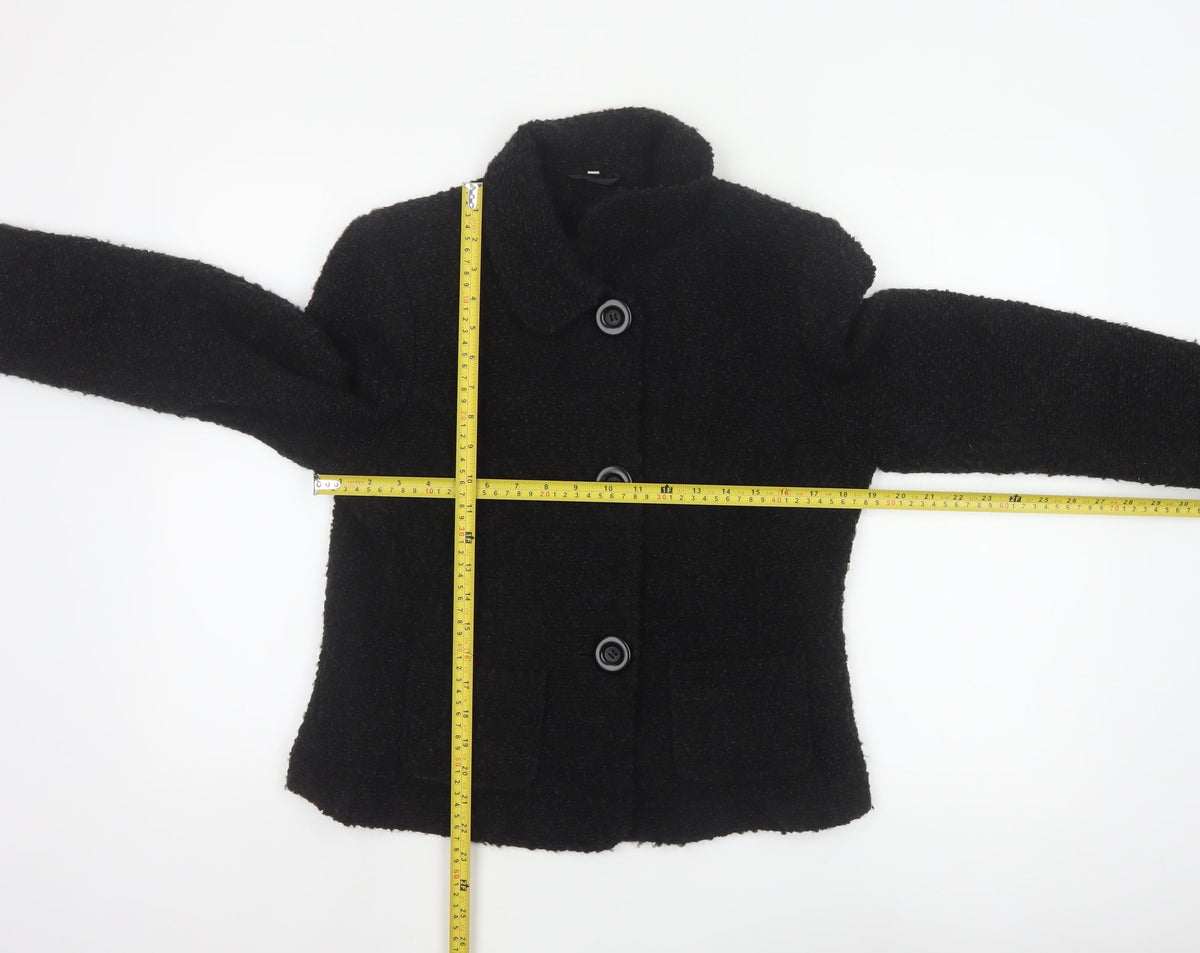 Style by EWM Women’s Black Size 12 Bouclé Wool Blend Button Jacket