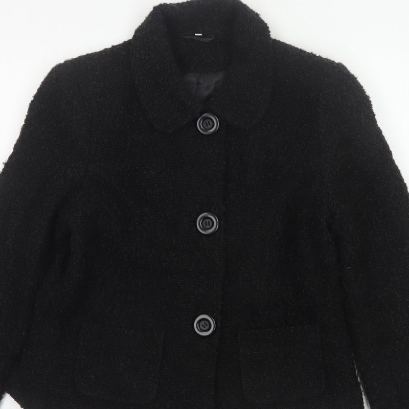 Style by EWM Women’s Black Size 12 Bouclé Wool Blend Button Jacket
