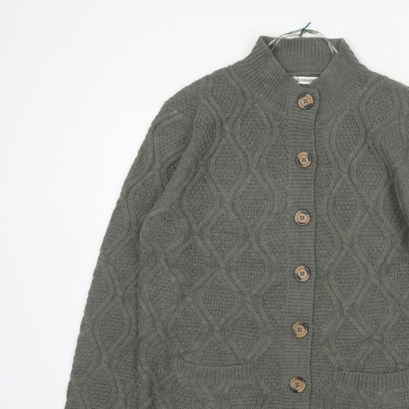 Damart Women’s Grey UK 20 Cable Knit High Neck Cardigan