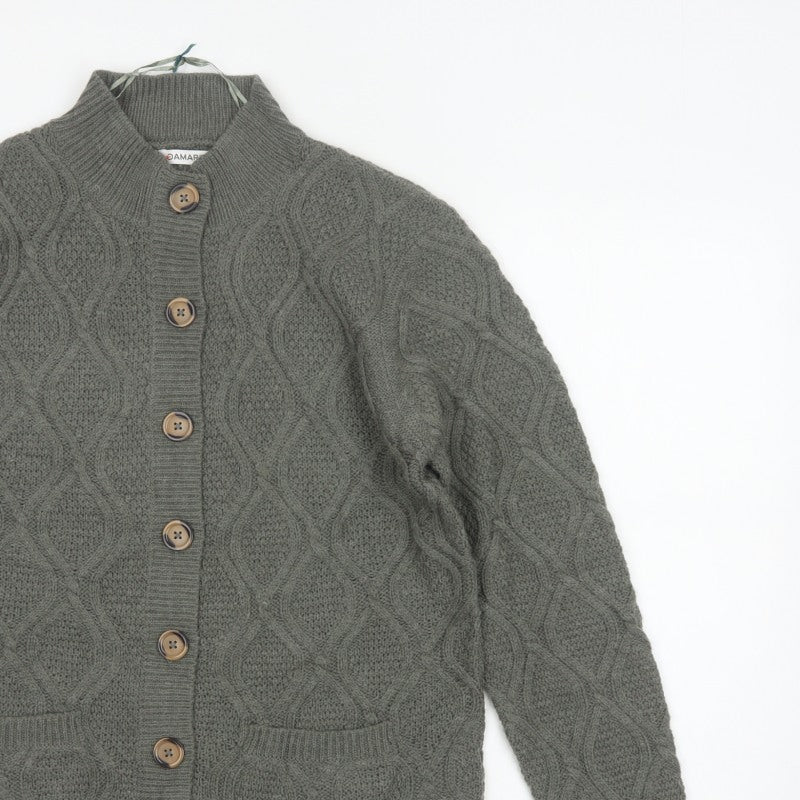 Damart Women’s Grey UK 20 Cable Knit High Neck Cardigan