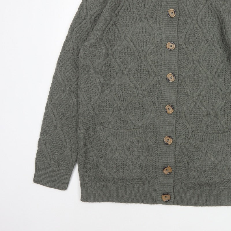 Damart Women’s Grey UK 20 Cable Knit High Neck Cardigan