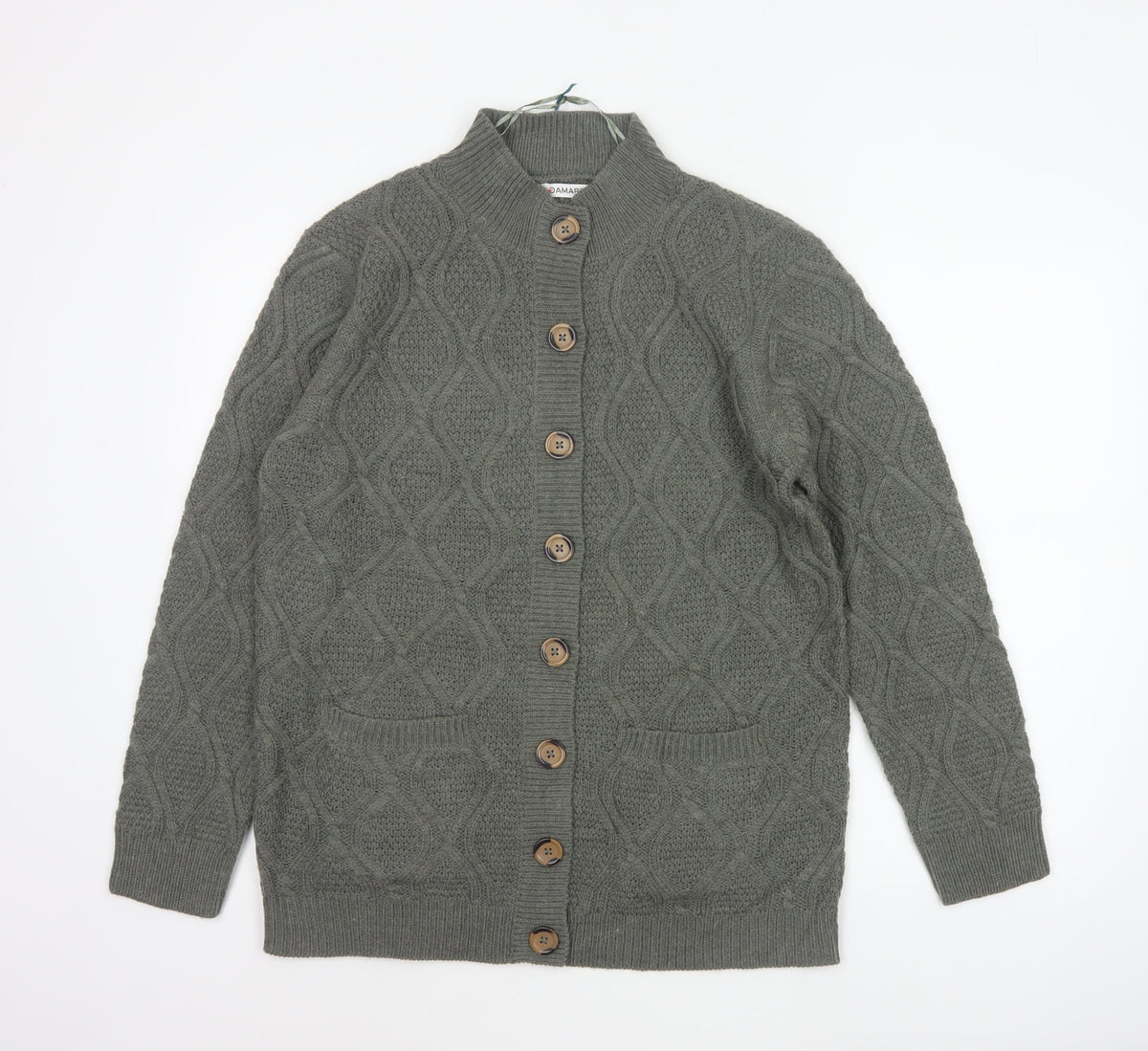 Damart Women’s Grey UK 20 Cable Knit High Neck Cardigan