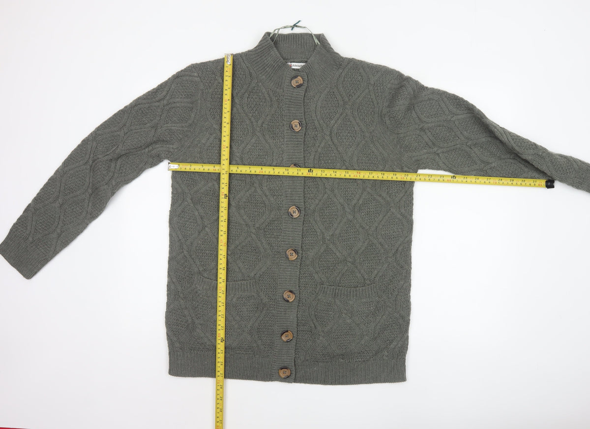Damart Women’s Grey UK 20 Cable Knit High Neck Cardigan