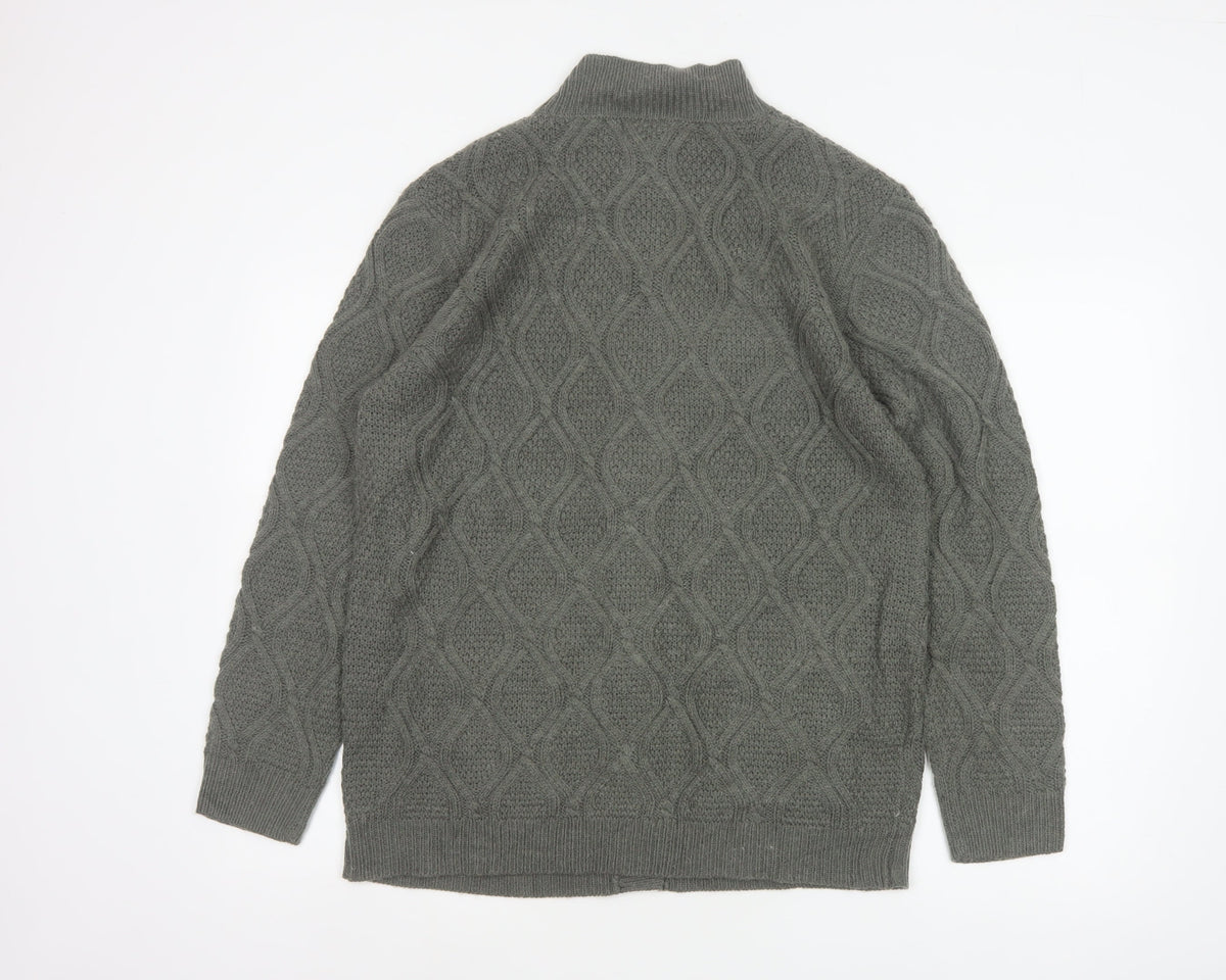 Damart Women’s Grey UK 20 Cable Knit High Neck Cardigan