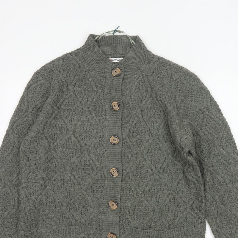Damart Women’s Grey UK 20 Cable Knit High Neck Cardigan