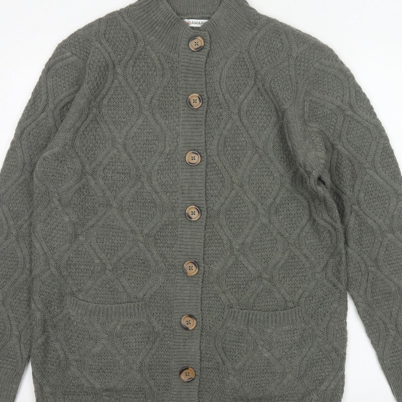 Damart Women’s Grey UK 20 Cable Knit High Neck Cardigan