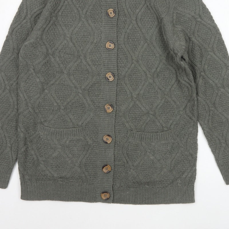 Damart Women’s Grey UK 20 Cable Knit High Neck Cardigan