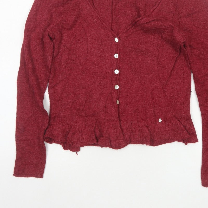 White Stuff Women Red V-Neck Button Cardigan Size 12