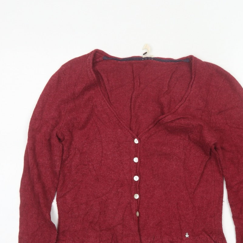 White Stuff Women Red V-Neck Button Cardigan Size 12