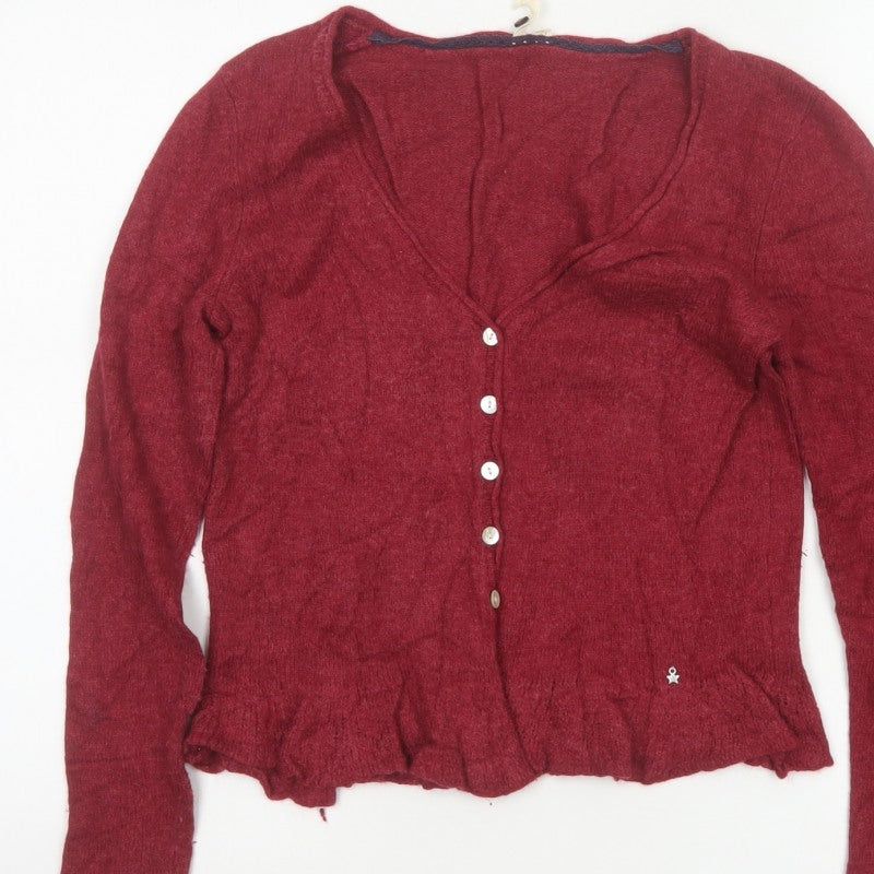 White Stuff Women Red V-Neck Button Cardigan Size 12
