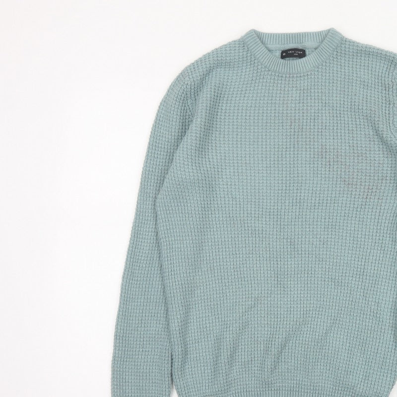 New Look Men Green XS Chunky Knit Crew Neck Pullover Jumper