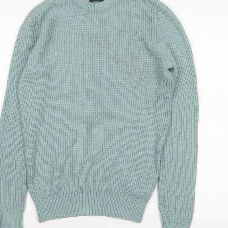 New Look Men Green XS Chunky Knit Crew Neck Pullover Jumper