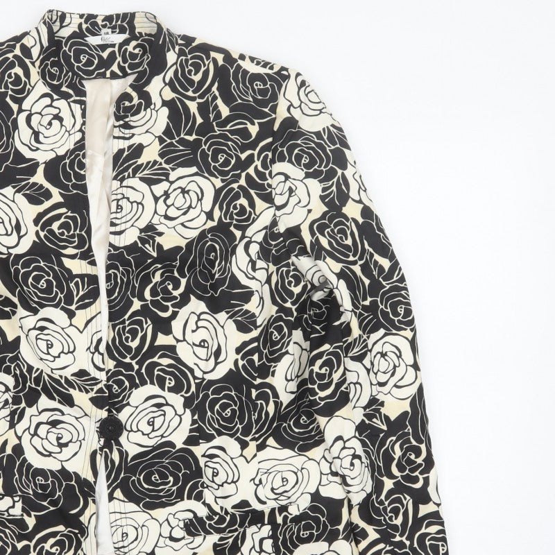 Klus Collection Women’s Black Ivory Floral Blazer UK 18 Lined