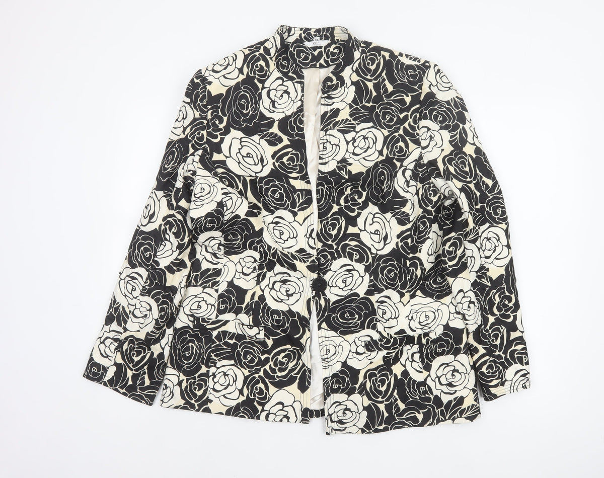 Klus Collection Women’s Black Ivory Floral Blazer UK 18 Lined