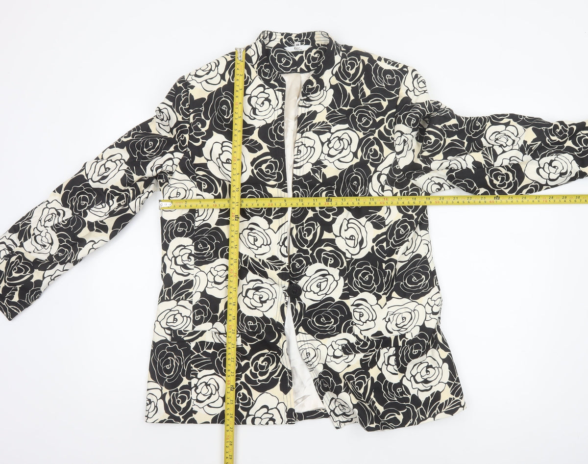 Klus Collection Women’s Black Ivory Floral Blazer UK 18 Lined