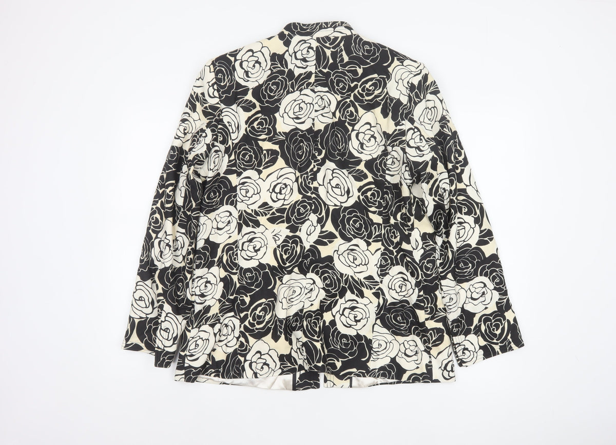 Klus Collection Women’s Black Ivory Floral Blazer UK 18 Lined
