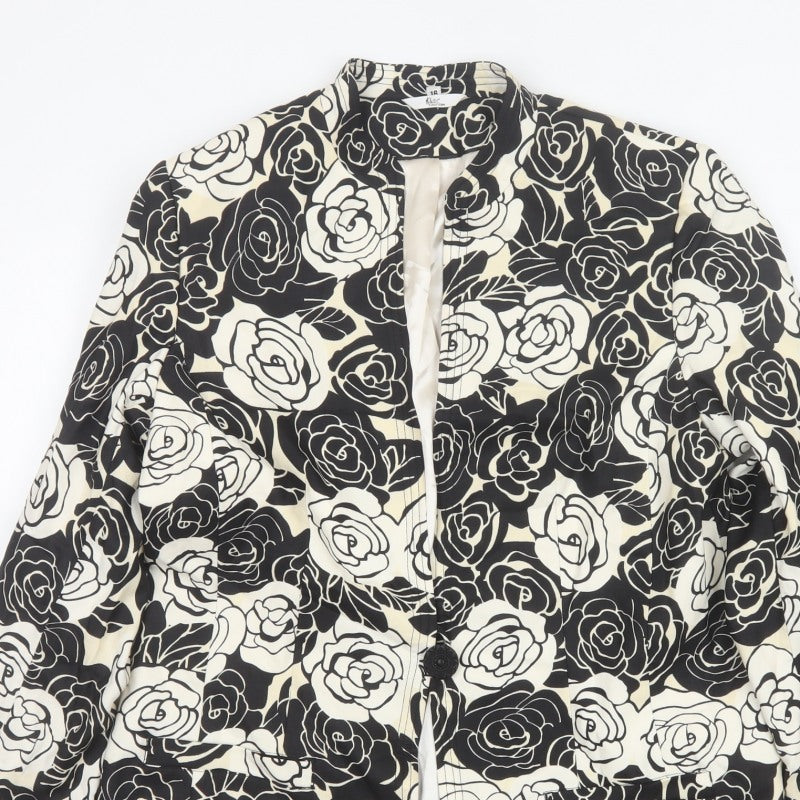 Klus Collection Women’s Black Ivory Floral Blazer UK 18 Lined