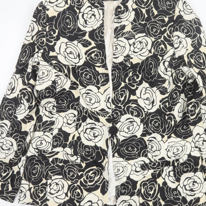 Klus Collection Women’s Black Ivory Floral Blazer UK 18 Lined