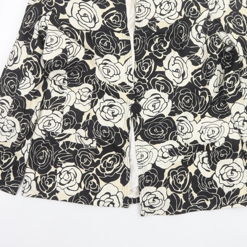 Klus Collection Women’s Black Ivory Floral Blazer UK 18 Lined