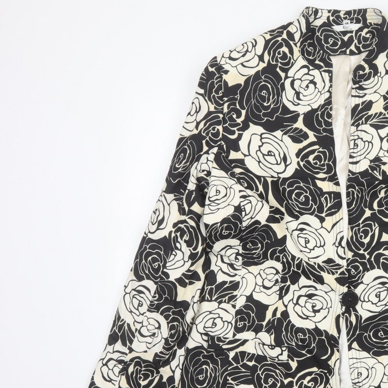 Klus Collection Women’s Black Ivory Floral Blazer UK 18 Lined