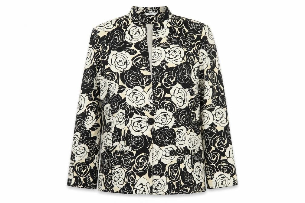 Klus Collection Women’s Black Ivory Floral Blazer UK 18 Lined