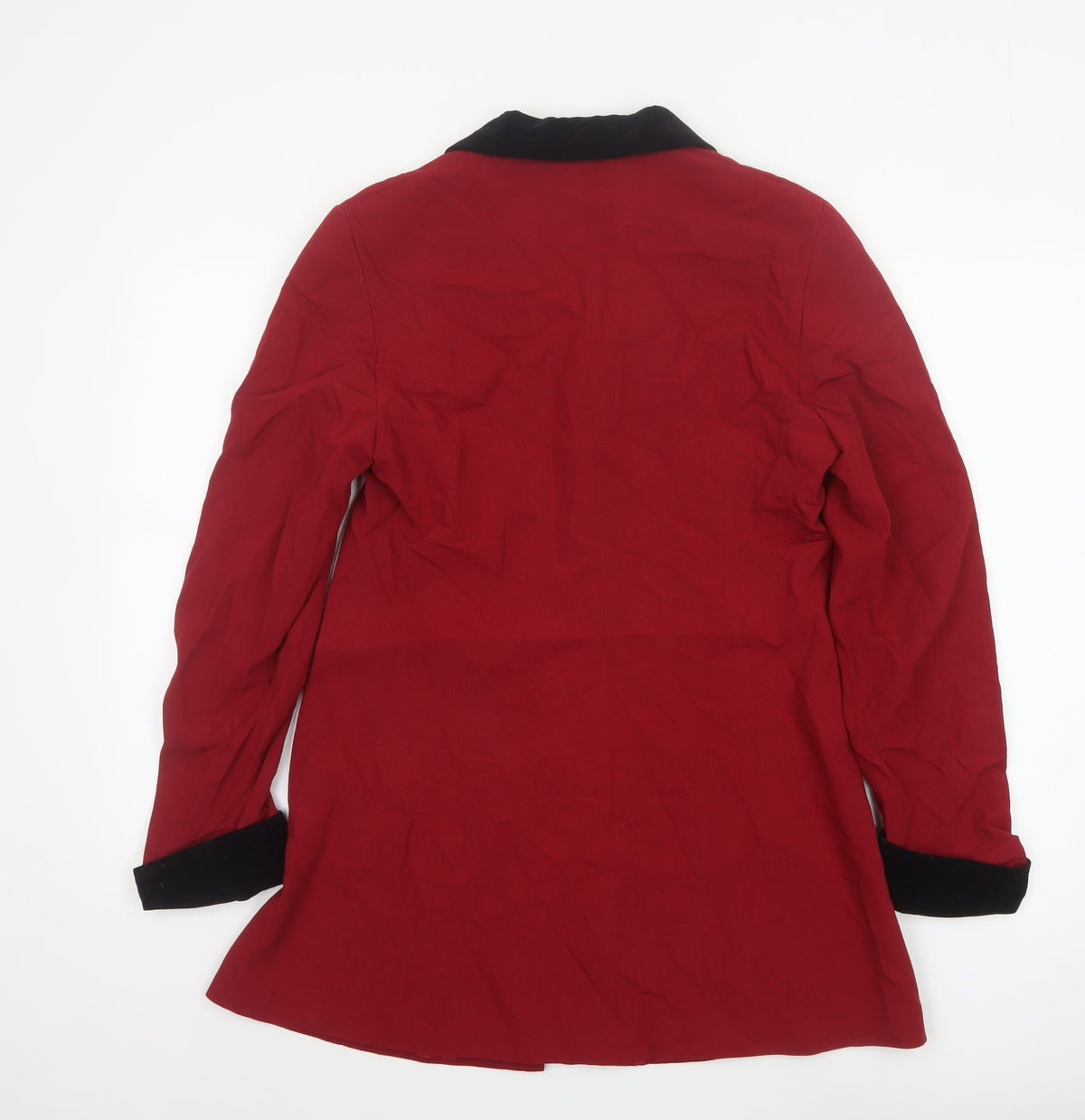 Style Women’s Red Black Collar Single-Breasted Mid-Length Coat UK 12