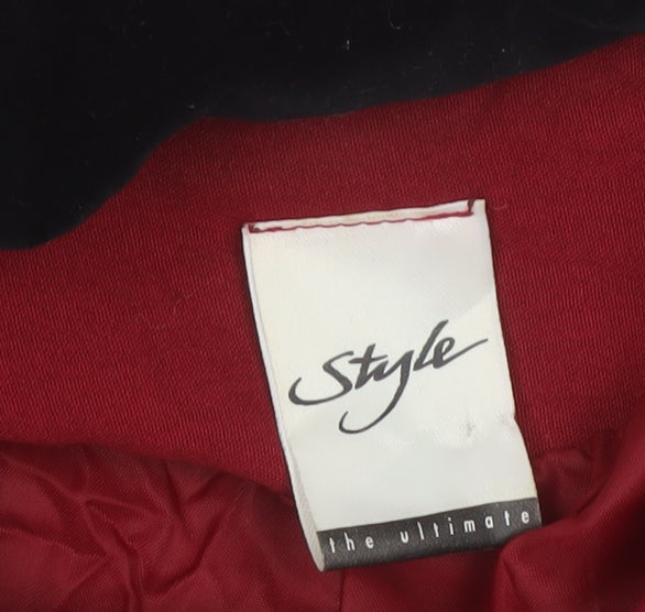 Style Women’s Red Black Collar Single-Breasted Mid-Length Coat UK 12