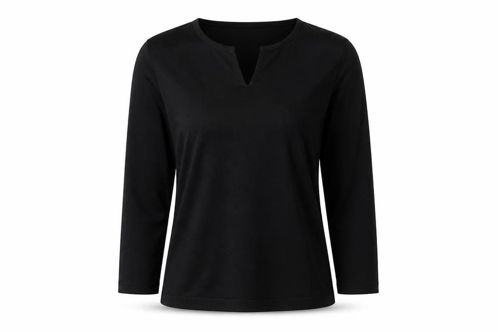 Topshop Women’s Black Size 8 Basic Knit V-Neck Long Sleeve Top