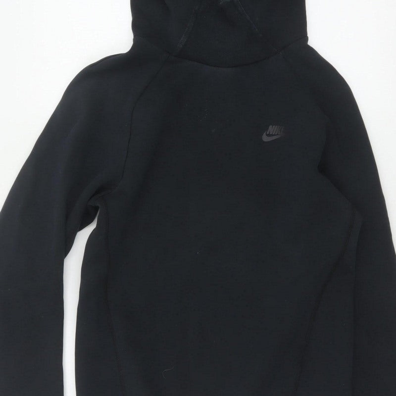 Nike Women’s Black XS Tech Fleece Pullover Hoodie Logo Pockets