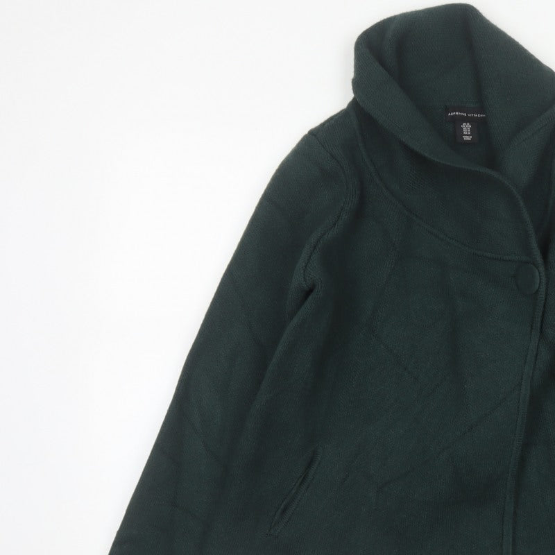 Adrienne Vittadini Women Green M Asymmetric Cowl Neck Cardigan Pockets