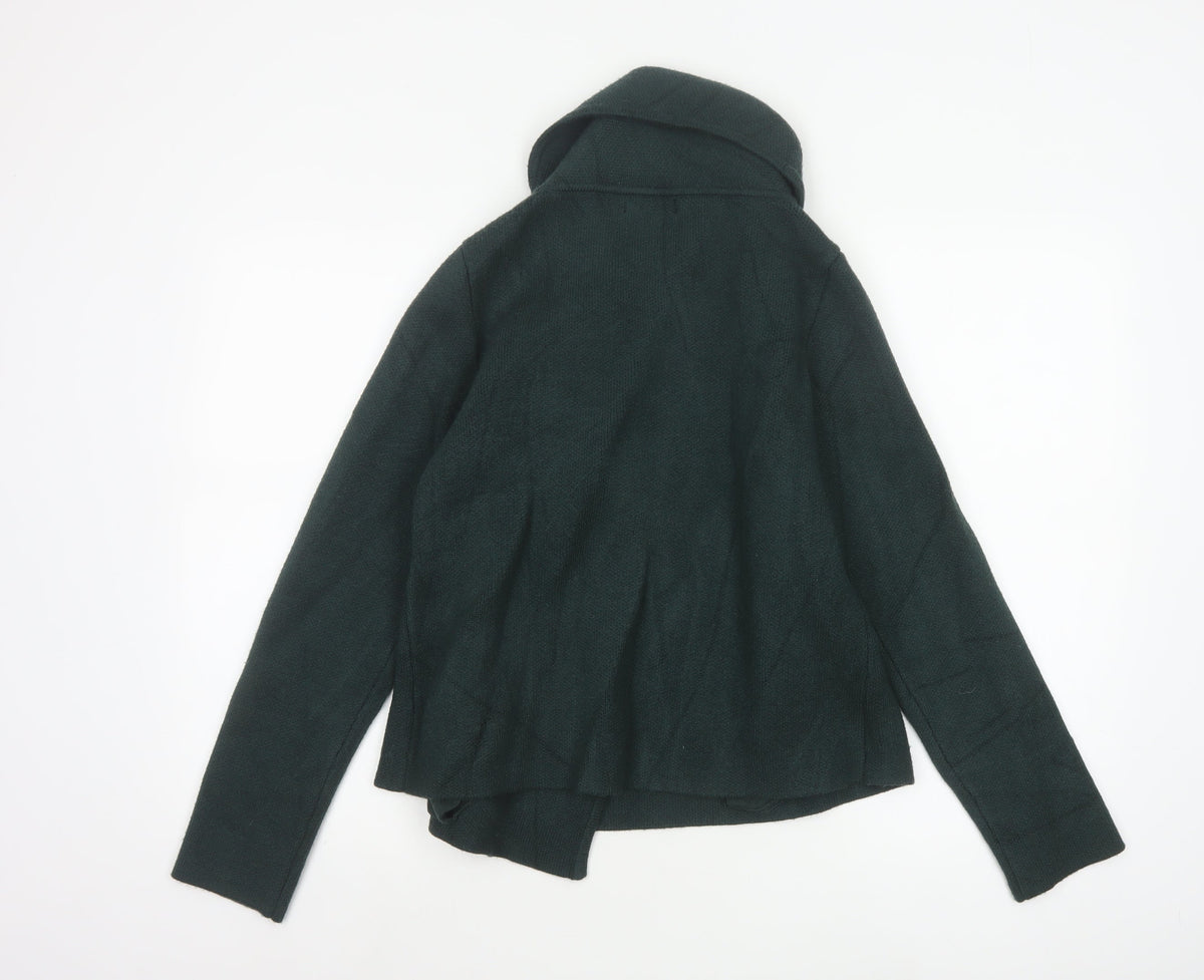Adrienne Vittadini Women Green M Asymmetric Cowl Neck Cardigan Pockets