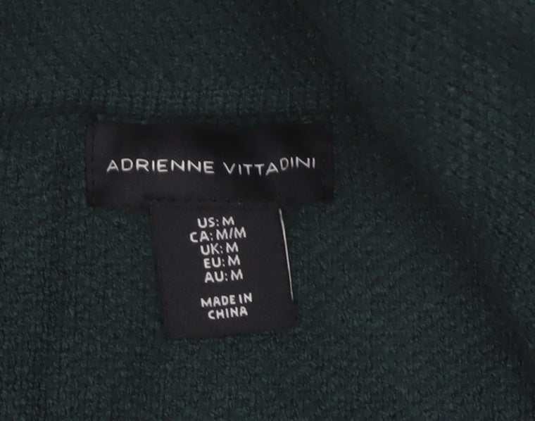 Adrienne Vittadini Women Green M Asymmetric Cowl Neck Cardigan Pockets