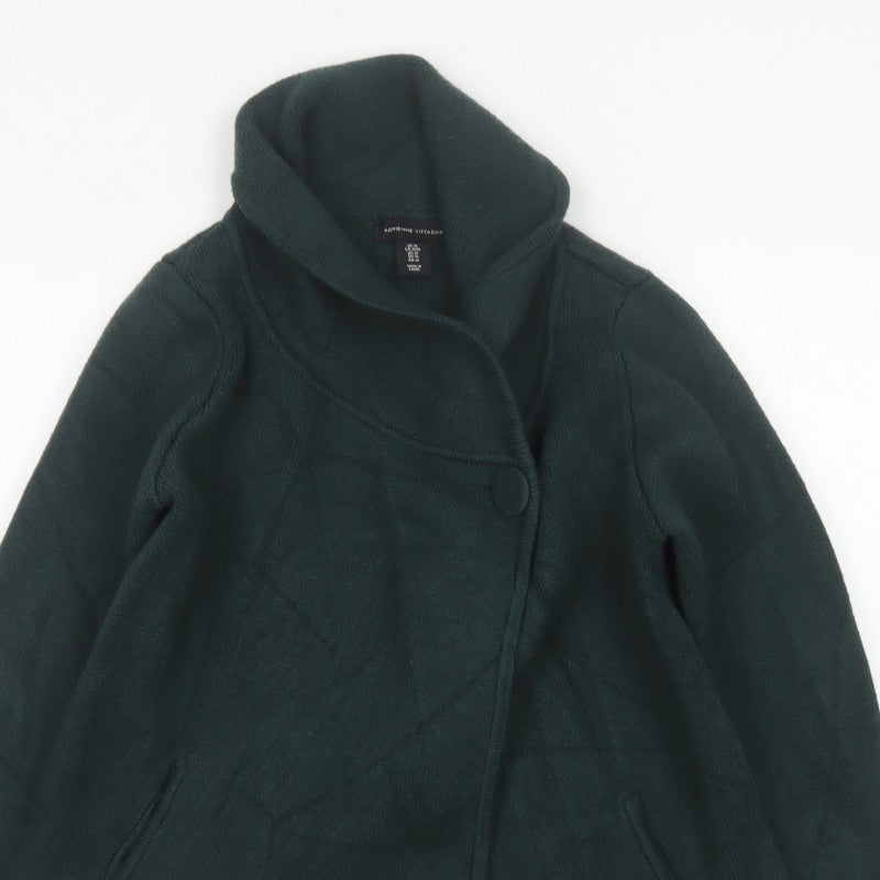 Adrienne Vittadini Women Green M Asymmetric Cowl Neck Cardigan Pockets