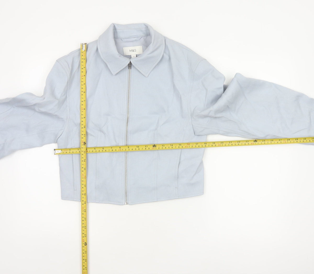 Marks and Spencer Women’s Blue Size 10 Cropped Zip Jacket Collared