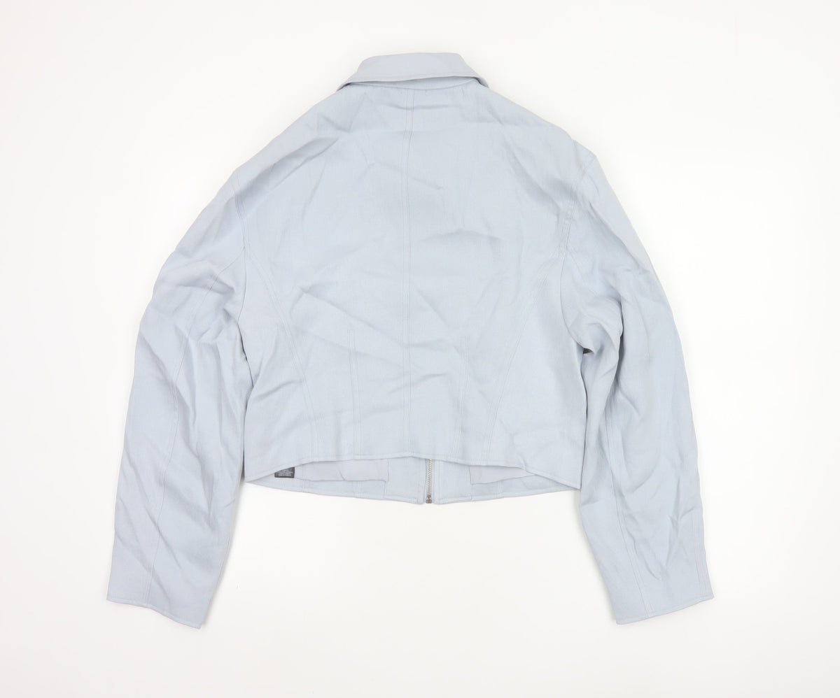 Marks and Spencer Women’s Blue Size 10 Cropped Zip Jacket Collared