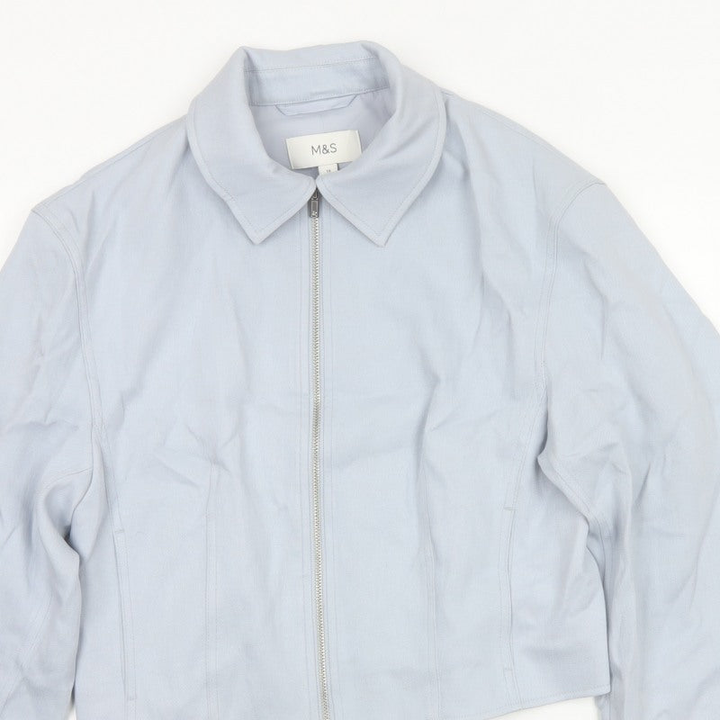 Marks and Spencer Women’s Blue Size 10 Cropped Zip Jacket Collared