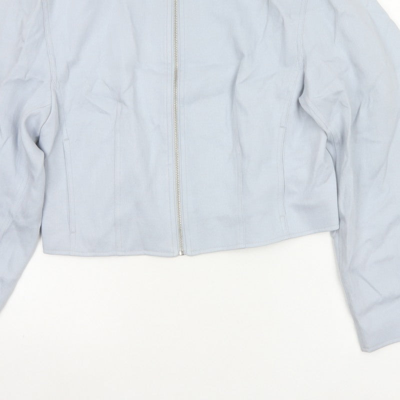Marks and Spencer Women’s Blue Size 10 Cropped Zip Jacket Collared