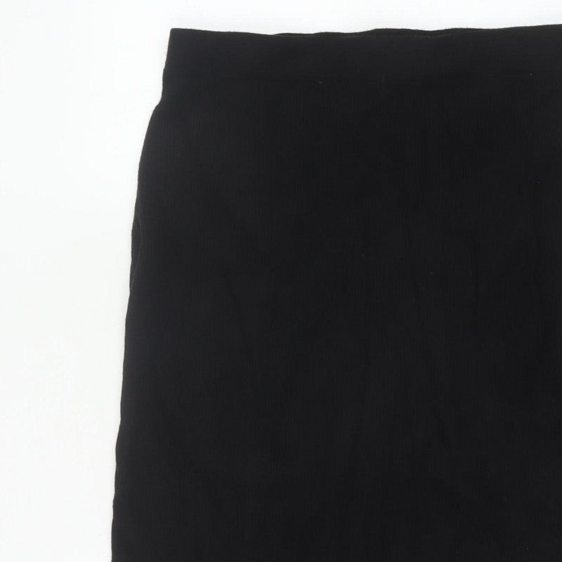 Beloved Woman Black XL Rib Knit Pencil Knee Length Skirt