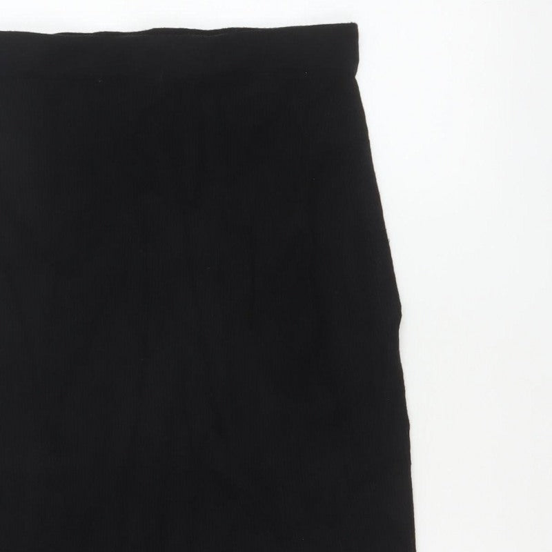 Beloved Woman Black XL Rib Knit Pencil Knee Length Skirt