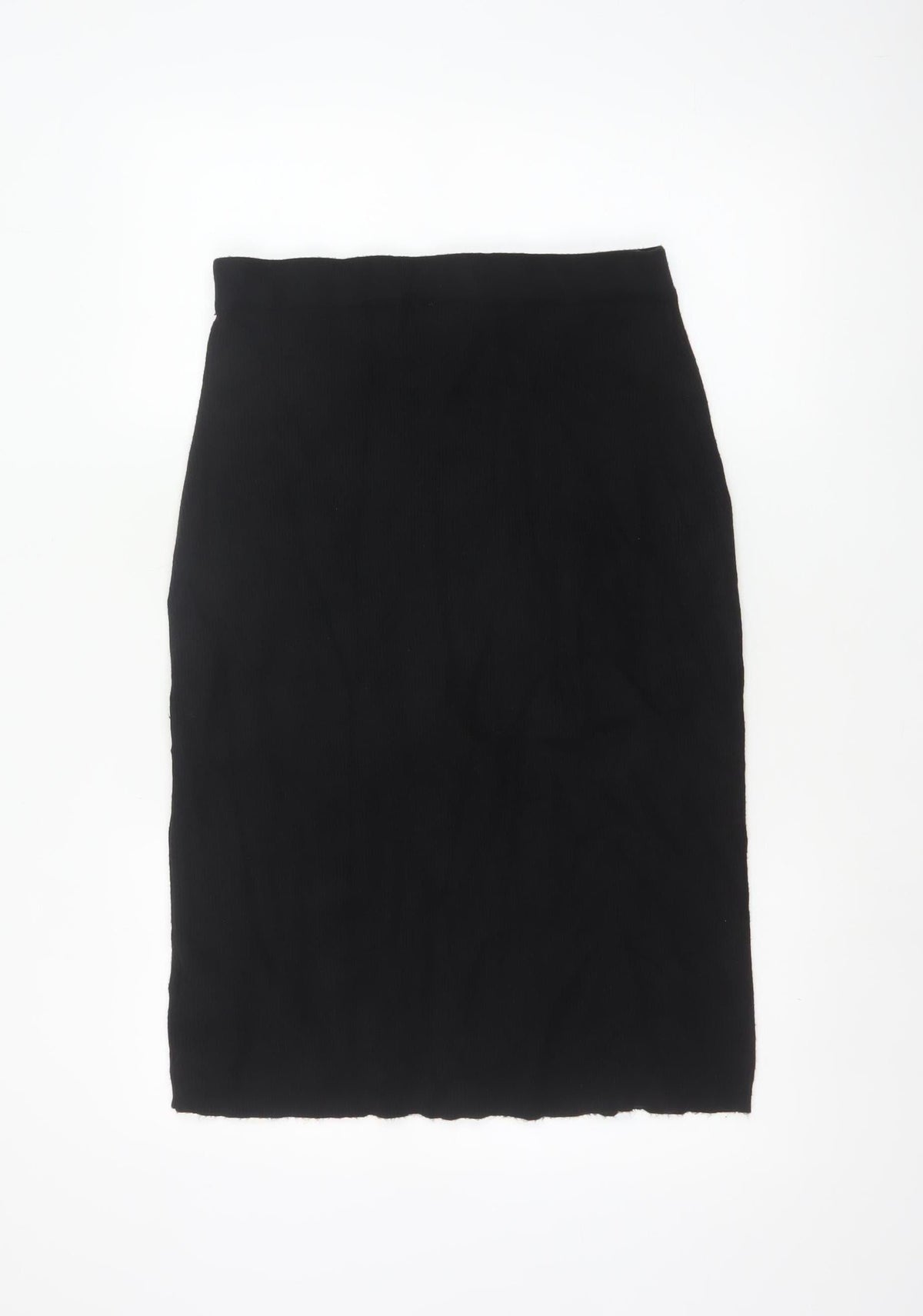 Beloved Woman Black XL Rib Knit Pencil Knee Length Skirt