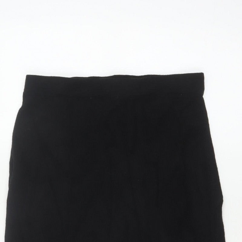 Beloved Woman Black XL Rib Knit Pencil Knee Length Skirt