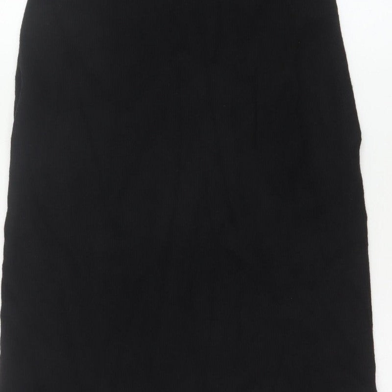 Beloved Woman Black XL Rib Knit Pencil Knee Length Skirt