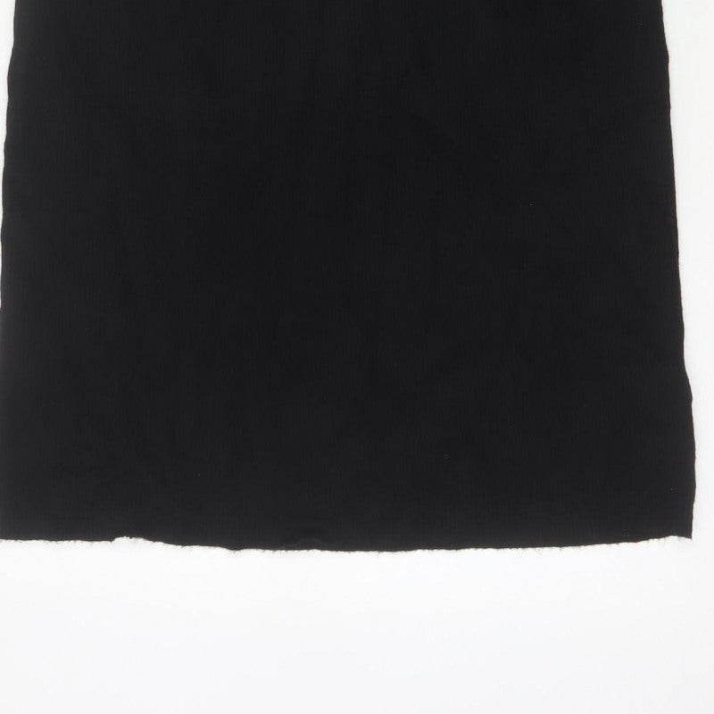 Beloved Woman Black XL Rib Knit Pencil Knee Length Skirt