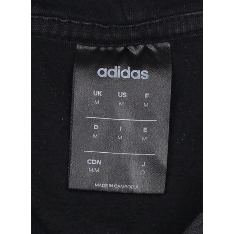 adidas Women Black M Pullover Hoodie 3 Stripe Logo Pocket Cotton Blend